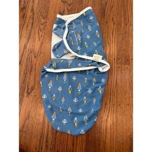 KeaBabies Soothe Swaddle Wrap Blue Rocket Ship Organic Cotton 0-3M OS Infant
